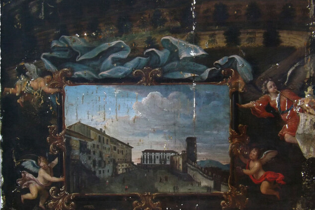 Detail. Stav obrazu po sejmutí sekundárních doplňků a po vytmelení.